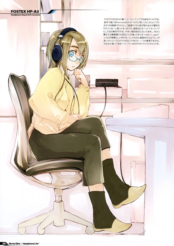 Anime Girl with Headphones — Yellow, Calm, Morning