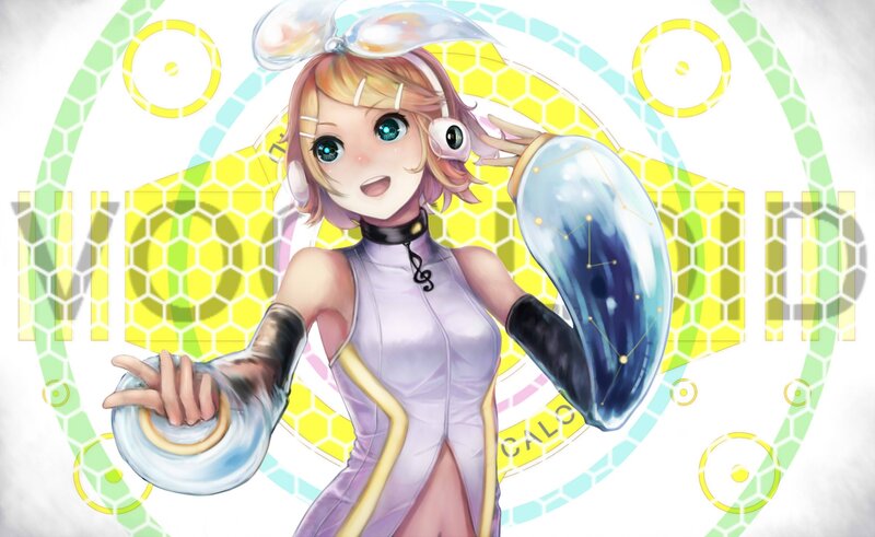 Anime Girl with Headphones — Yellow, Playful, Digital Art