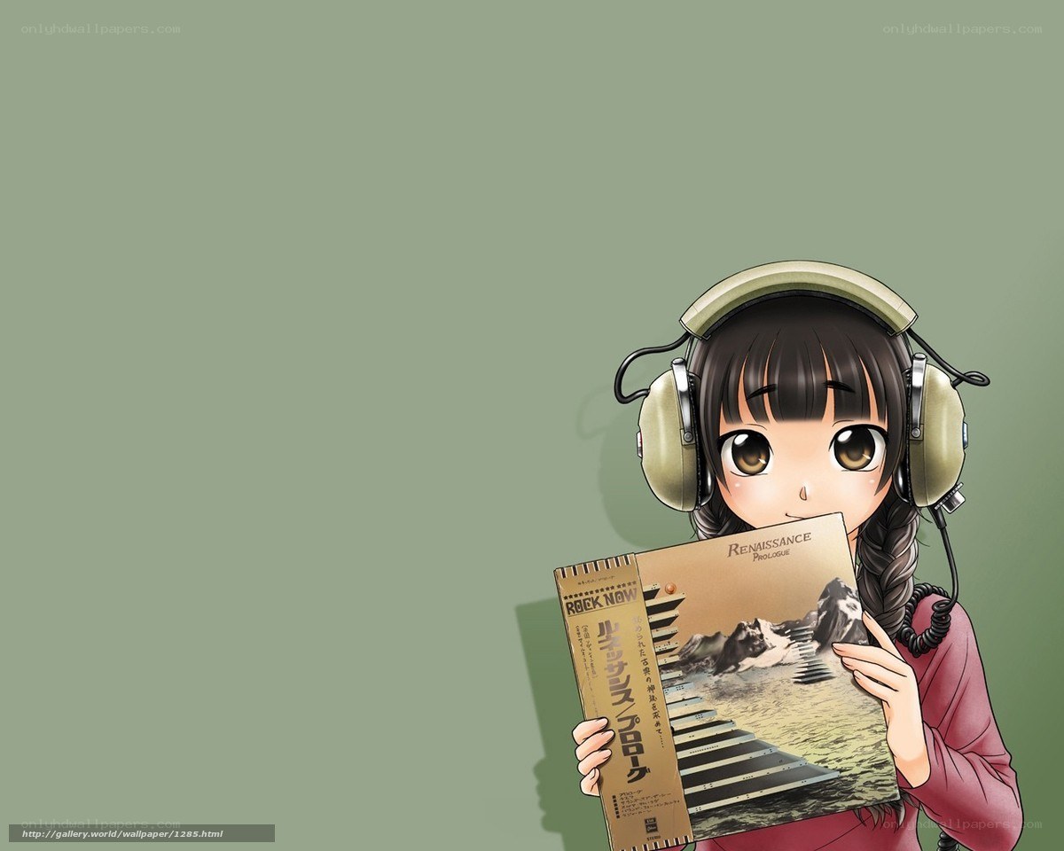 anime girl with headphones