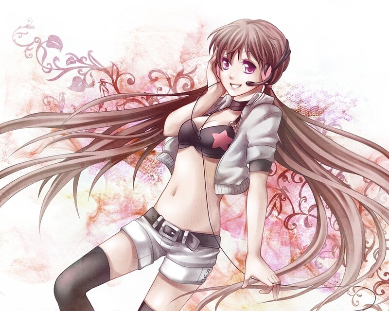 Anime Girl with Headset — Brown