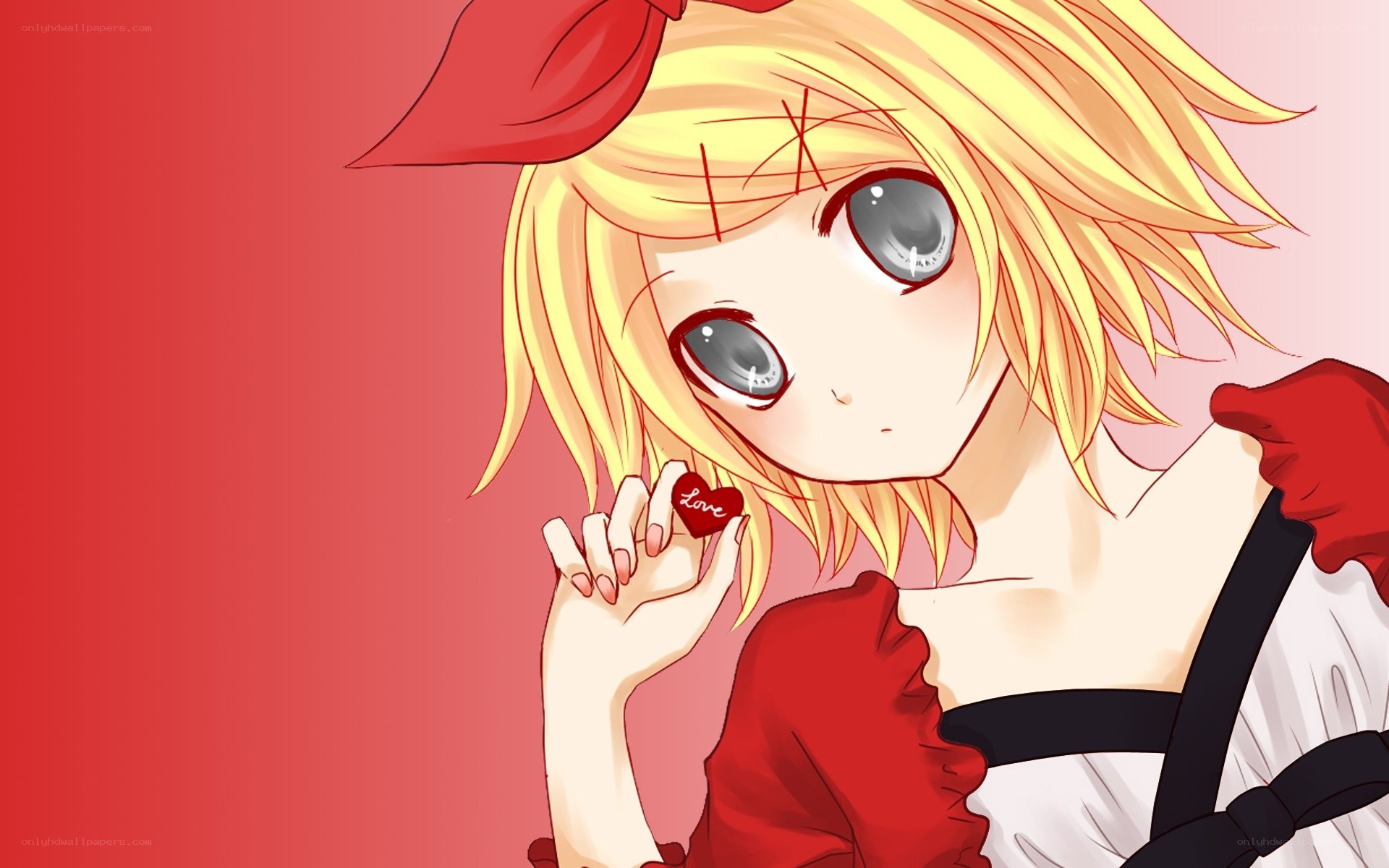 anime girl with heart