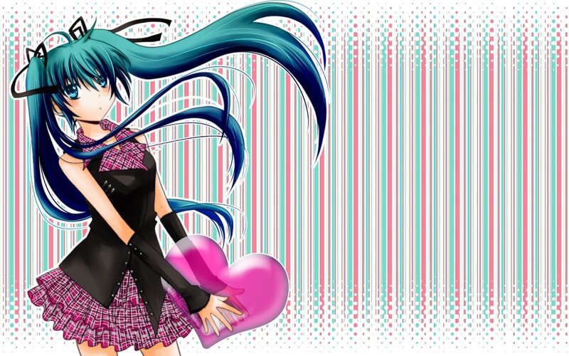 anime girl with heart