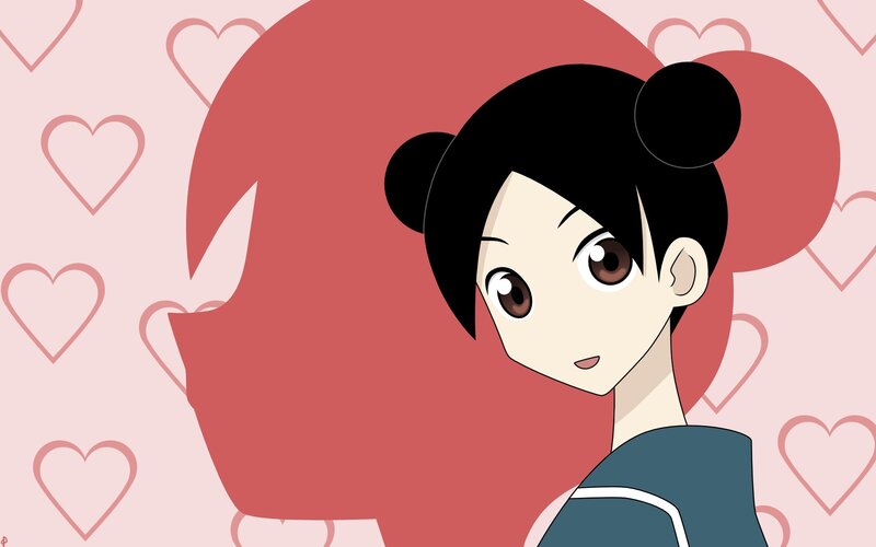 anime girl with heart background