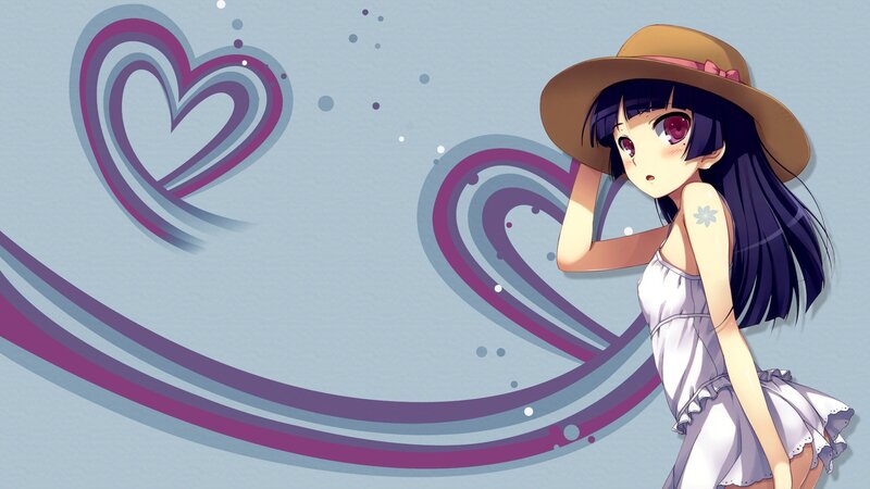 anime girl with heart background