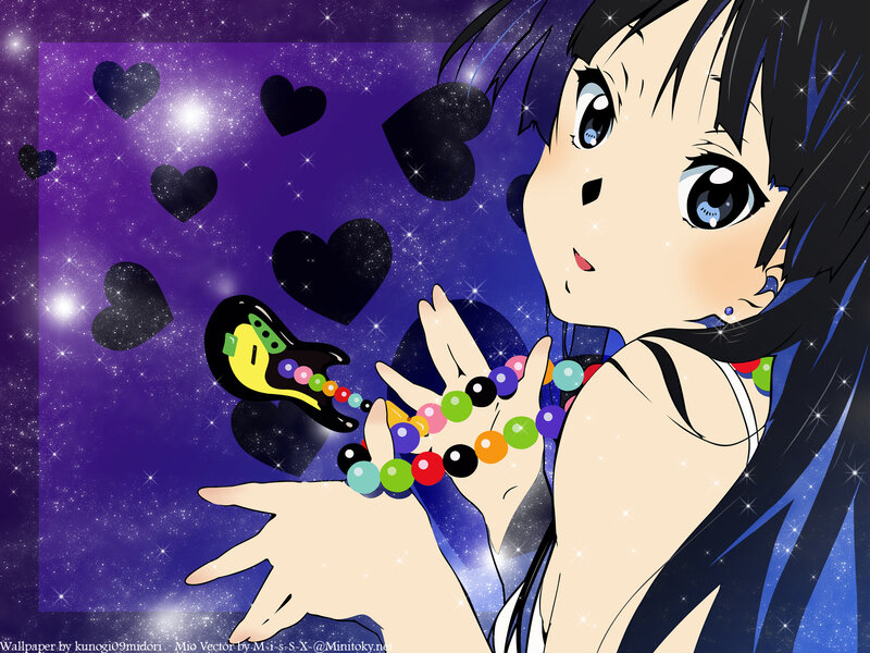 Anime girl with heart background