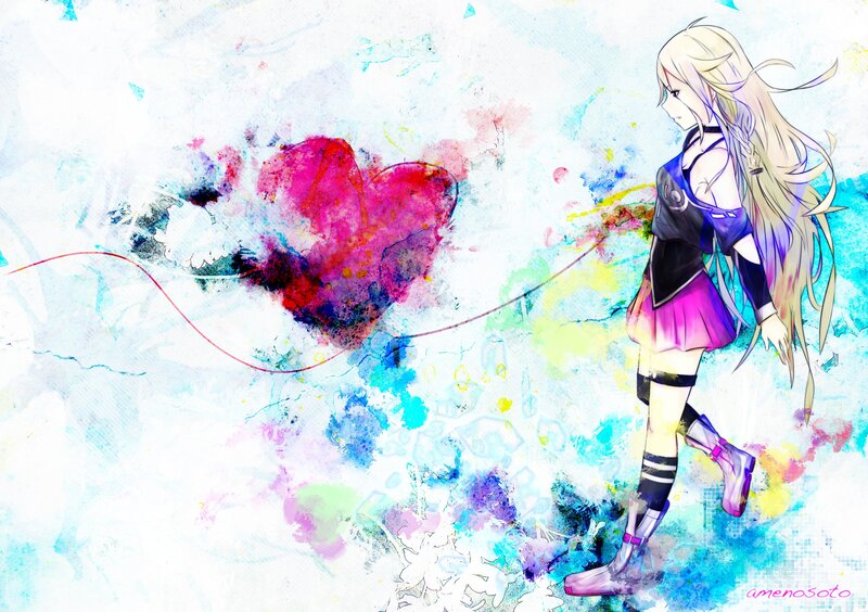 Anime girl with heart balloon