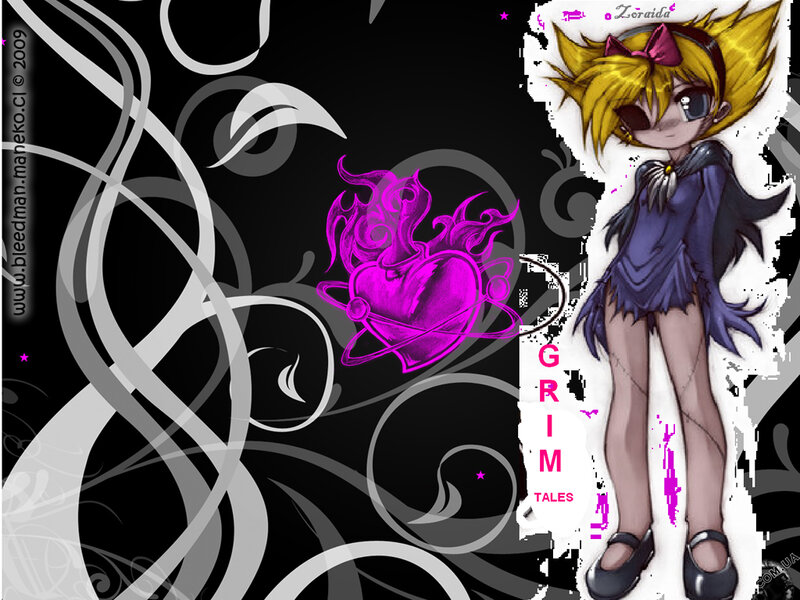 Anime Girl with Heart — Black, Dark