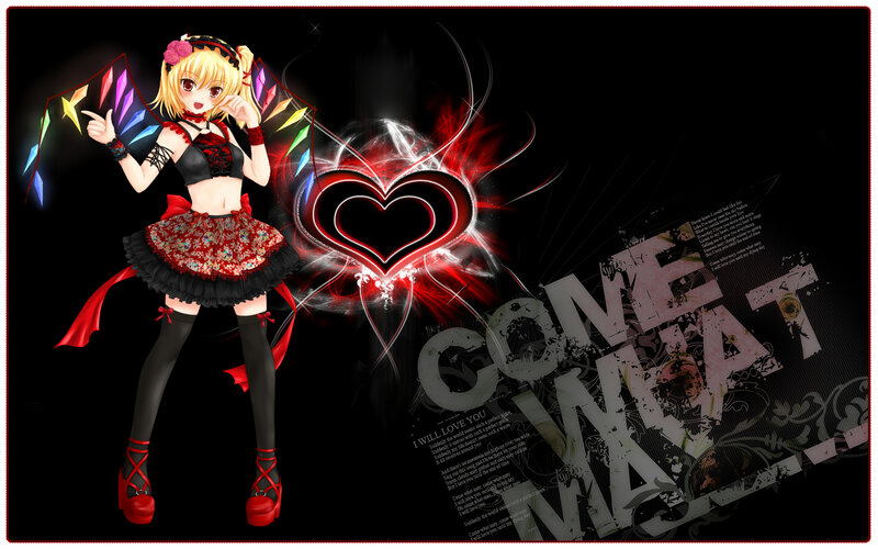 Anime Girl with Heart — Black
