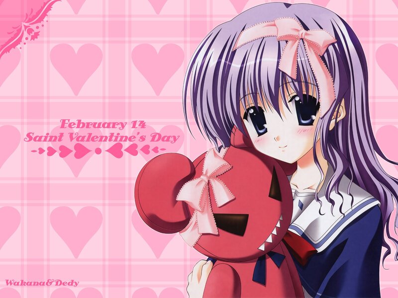 Anime girl with heart box