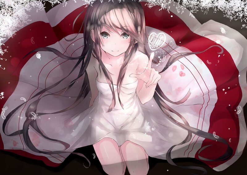 anime girl with heart gesture