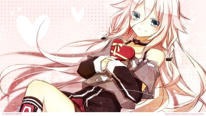 Anime girl with heart gift