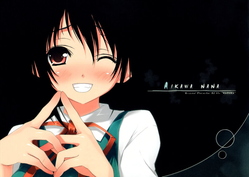 Anime girl with heart hands