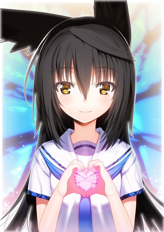 anime girl with heart hands