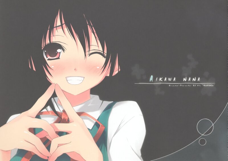 Anime girl with heart hands