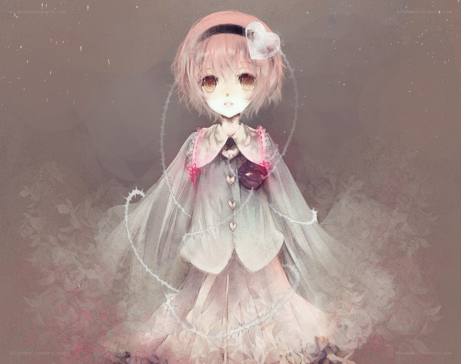 anime girl with heart hat