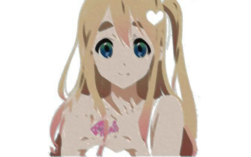 anime girl with heart mark
