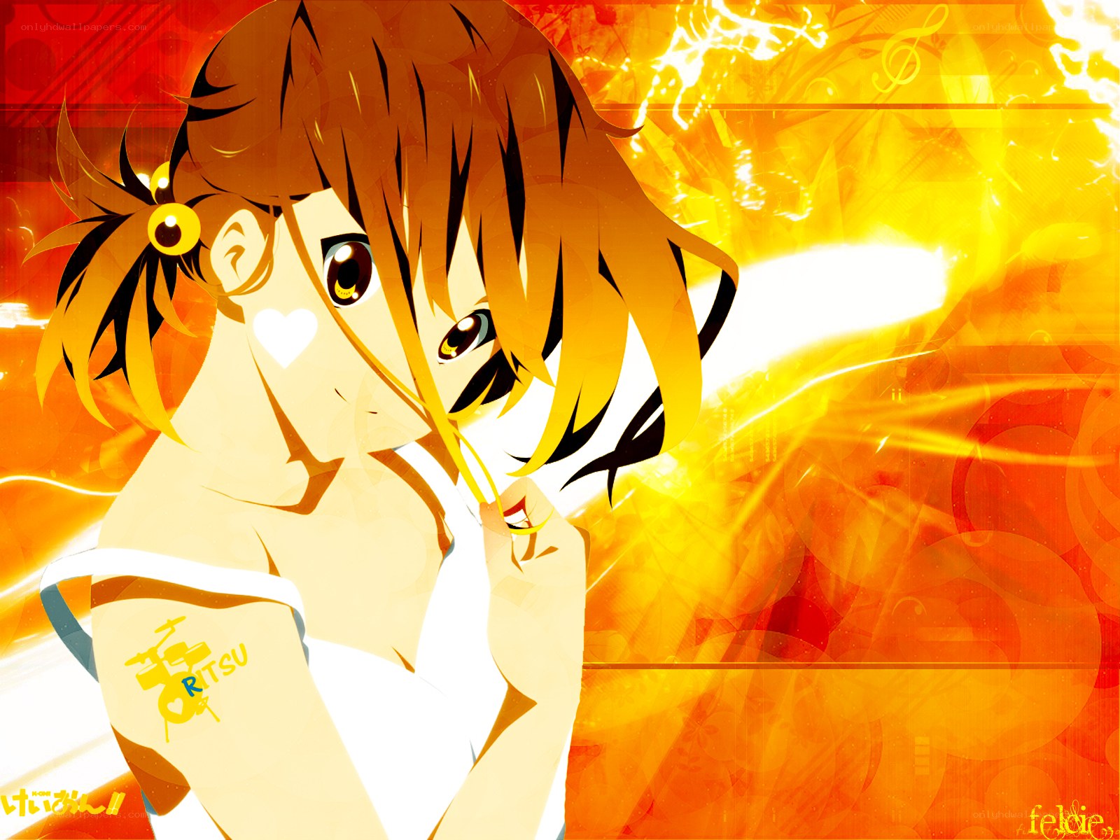 anime girl with heart mark