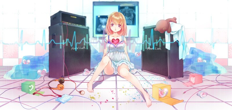 anime girl with heart monitor