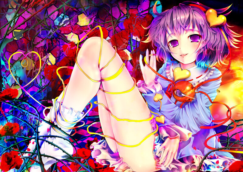 anime girl with heart motifs