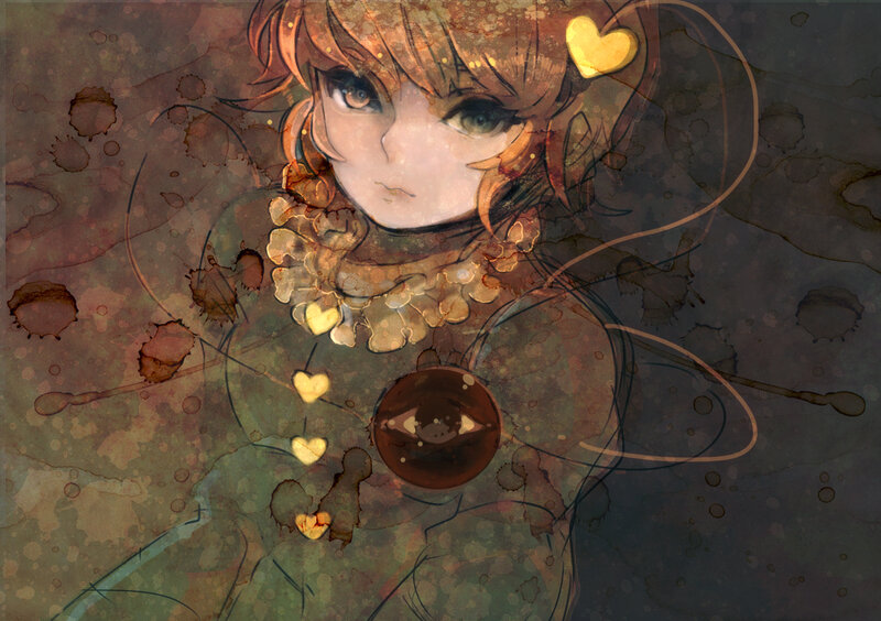 anime girl with heart motifs