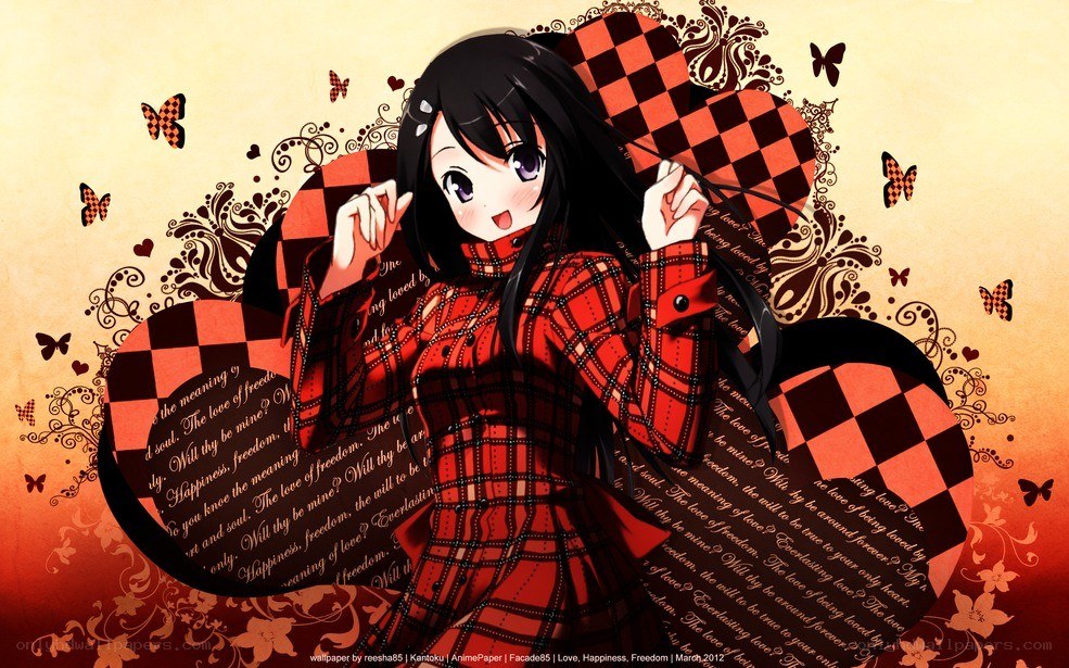 Anime girl with heart pattern