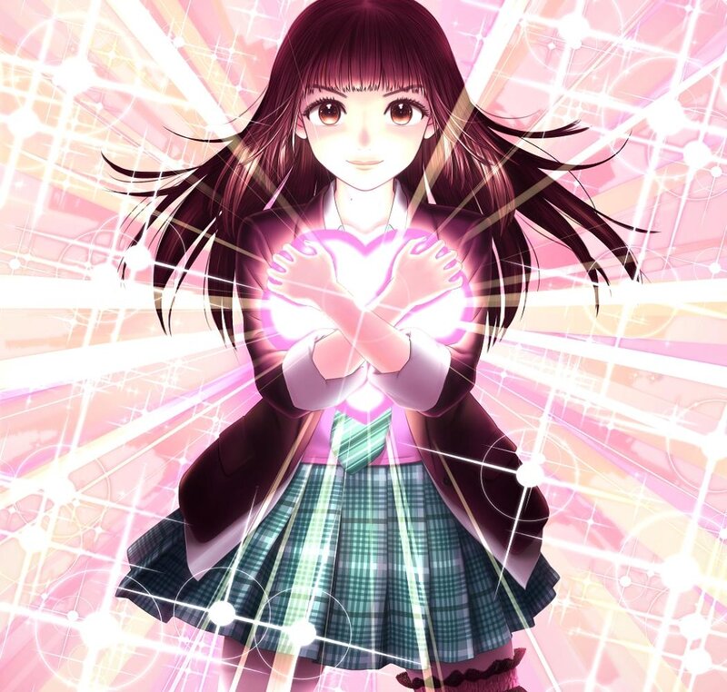 Anime Girl with Heart — Pink, Bright
