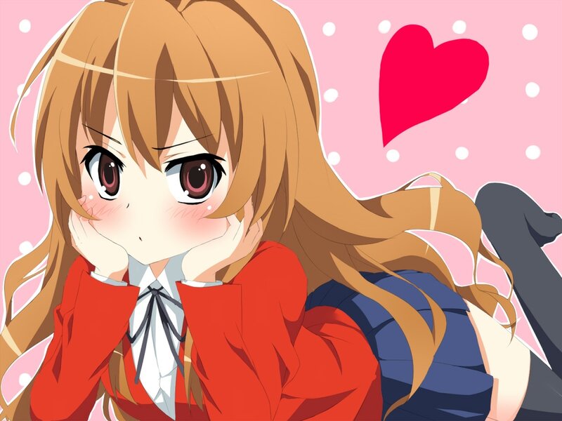 Anime Girl with Heart — Pink, Cheerful