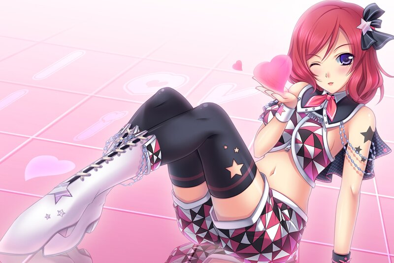 Anime Girl with Heart — Pink, Playful, Stars