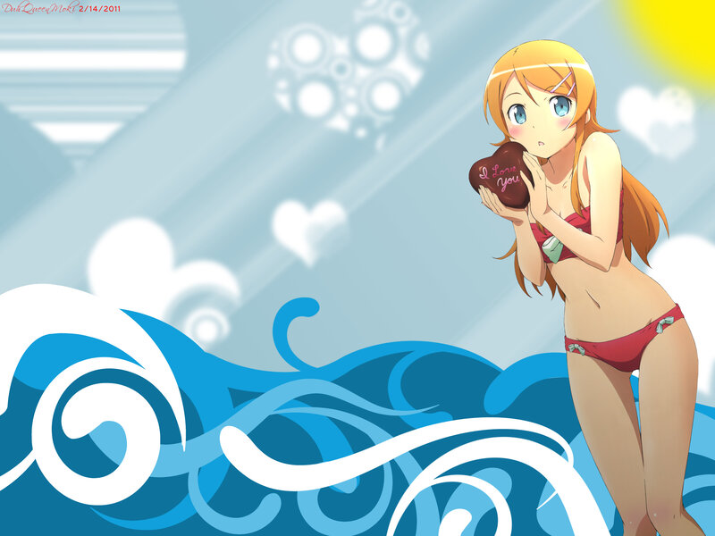 anime girl with heart-shaped chocolate