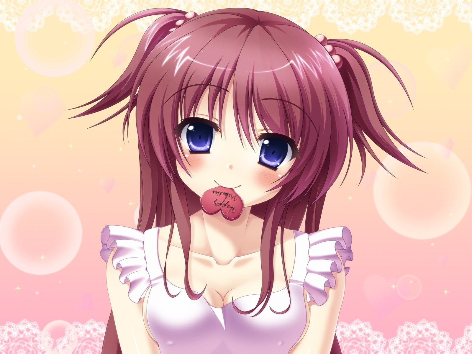 anime girl with heart-shaped object