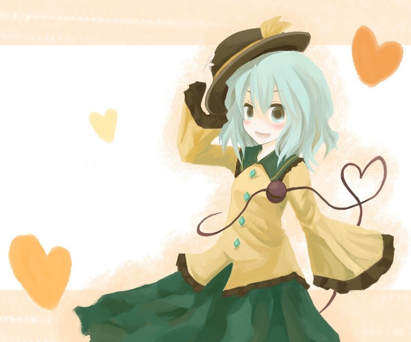 anime girl with heart shapes