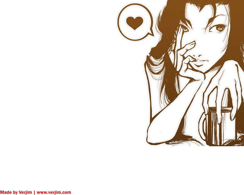 anime girl with heart thought