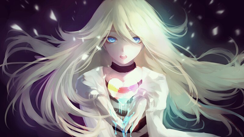 Anime Girl with Heart — White, Dramatic
