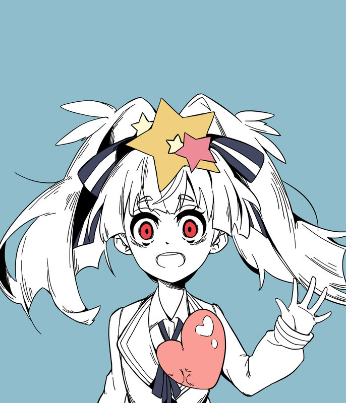 Anime Girl with Heart — White, Playful, Manga