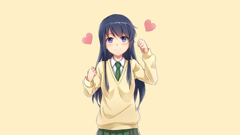 Anime Girl with Heart — Yellow, Happy