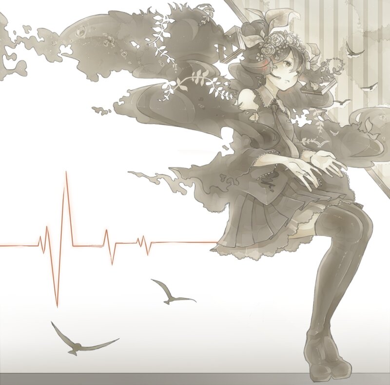 anime girl with heartbeat line