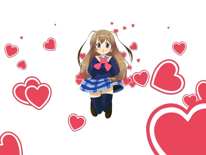 anime girl with hearts