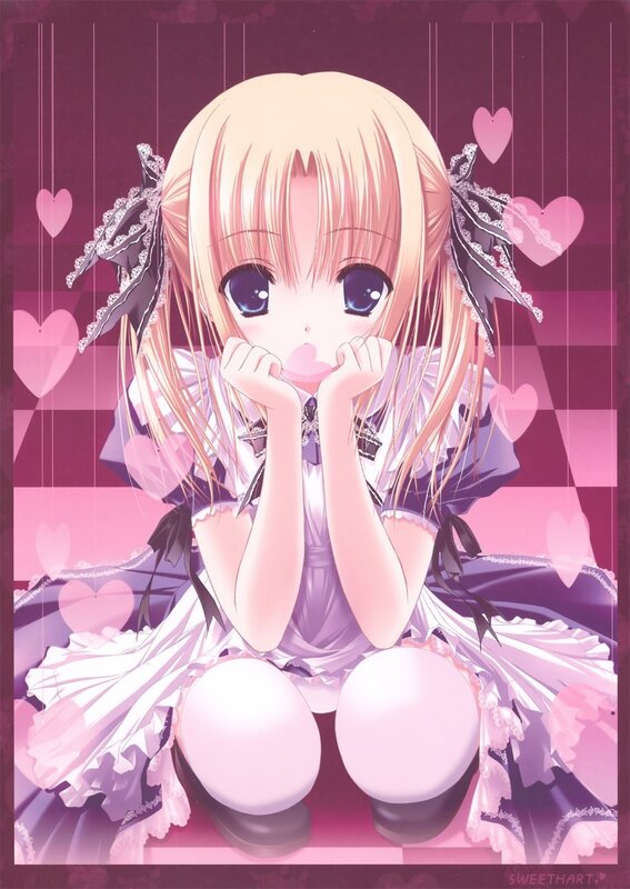 anime girl with hearts