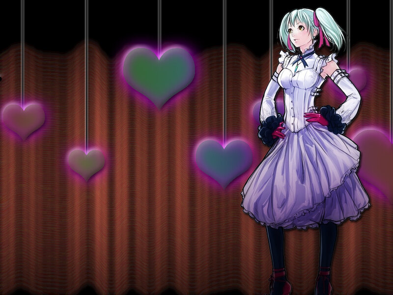 anime girl with hearts