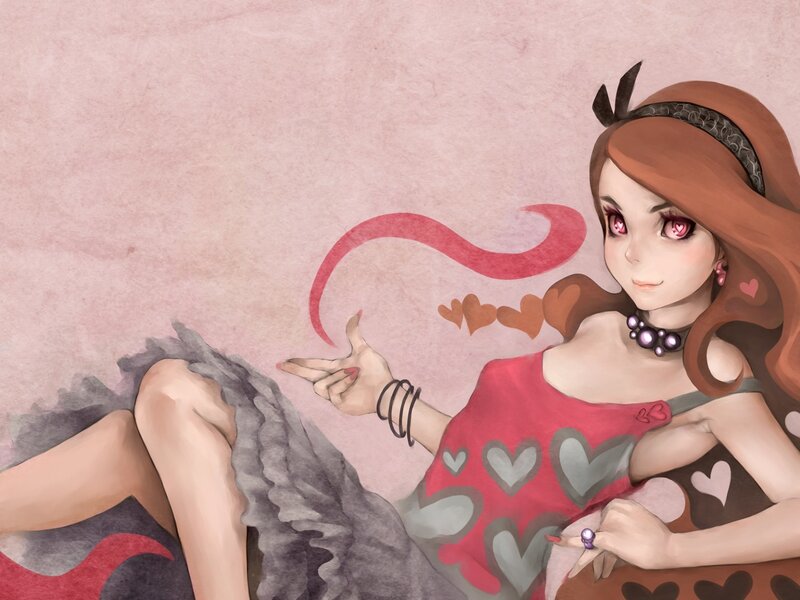 anime girl with hearts