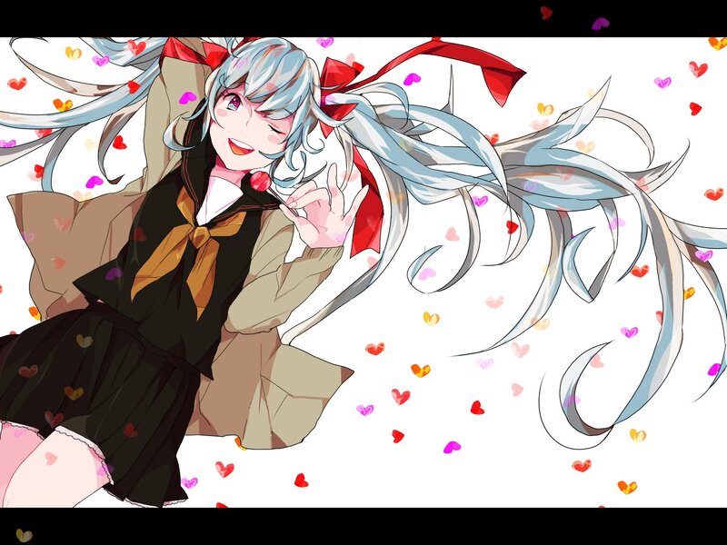 Anime girl with hearts