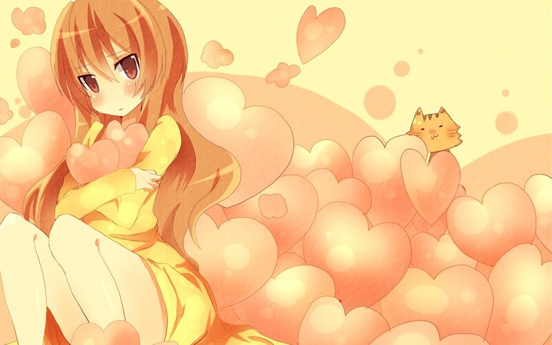 Anime girl with hearts