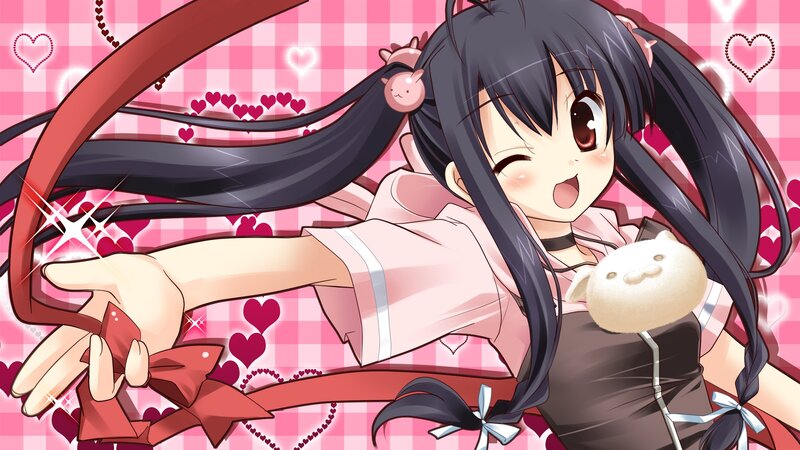 anime girl with hearts