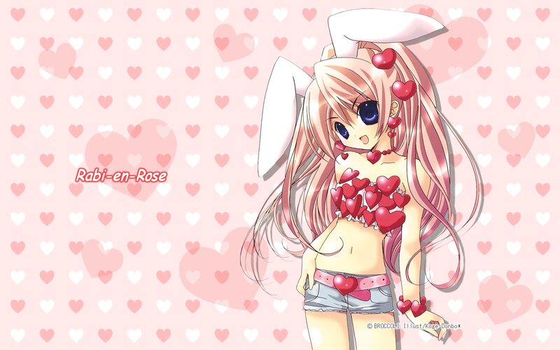 Anime girl with hearts