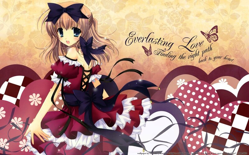 anime girl with hearts