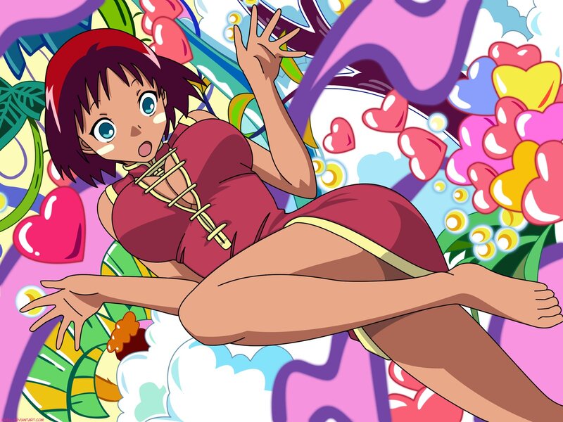 anime girl with hearts