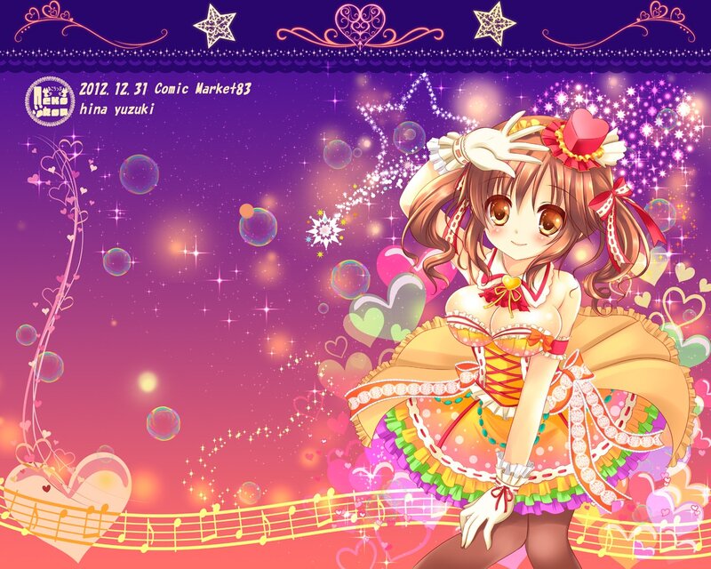 Anime girl with hearts and bubbles