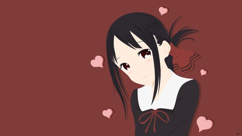 Anime Girl with Hearts — Brown