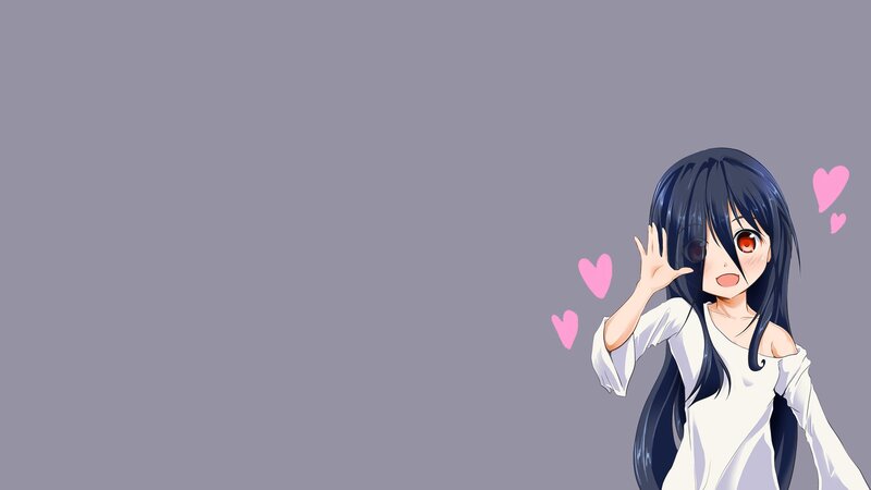 Anime Girl with Hearts — Gray