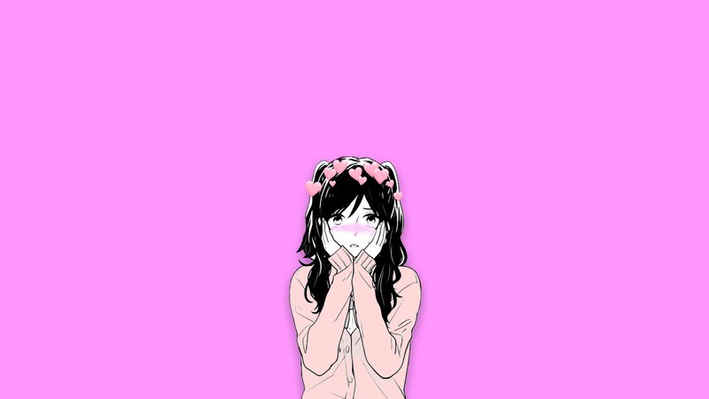 Anime Girl with Hearts — Pink, Playful, Manga